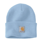 Carhartt A18 Watch knitted cuff beanie hat by Workwear Nation Ltd in black and white, cozy knit winter hat with logo detail.