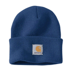 Black and white Carhartt A18 Watch knitted cuff beanie hat by Workwear Nation Ltd, cozy winter accessory with a classic design.