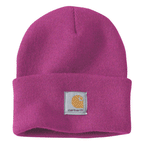 Black and white Carhartt A18 watch knitted cuff beanie hat by Workwear Nation Ltd, featuring a cozy, knit design and branded logo.