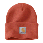 Black and white Carhartt A18 Watch knitted cuff beanie hat with ribbed knit texture, made by Workwear Nation Ltd.