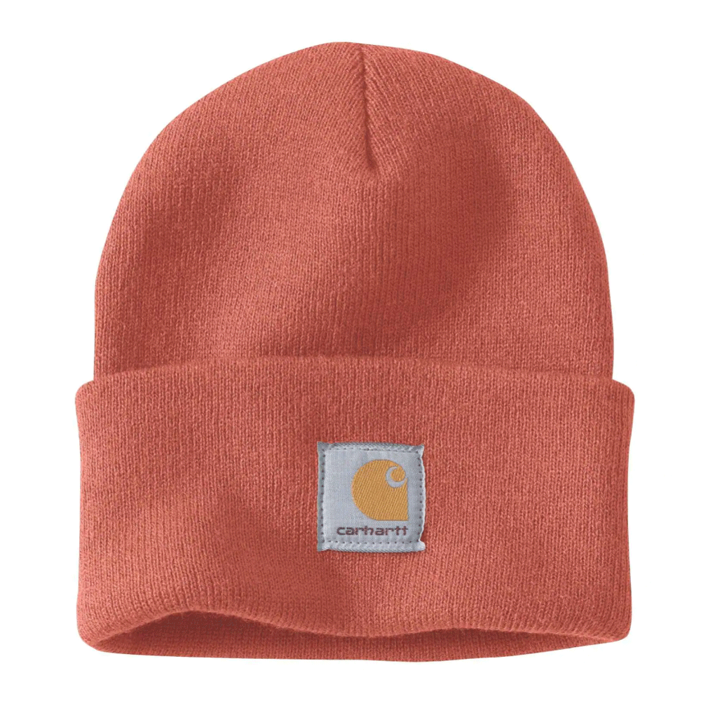 Carhartt A18 Watch knitted cuff beanie hat in black and white, soft knit fabric, stylish warm headwear from Workwear Nation Ltd.