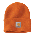 Carhartt A18 Watch knitted cuff beanie hat in black and white, made by Workwear Nation Ltd, featuring a cozy, stretchy knit design.