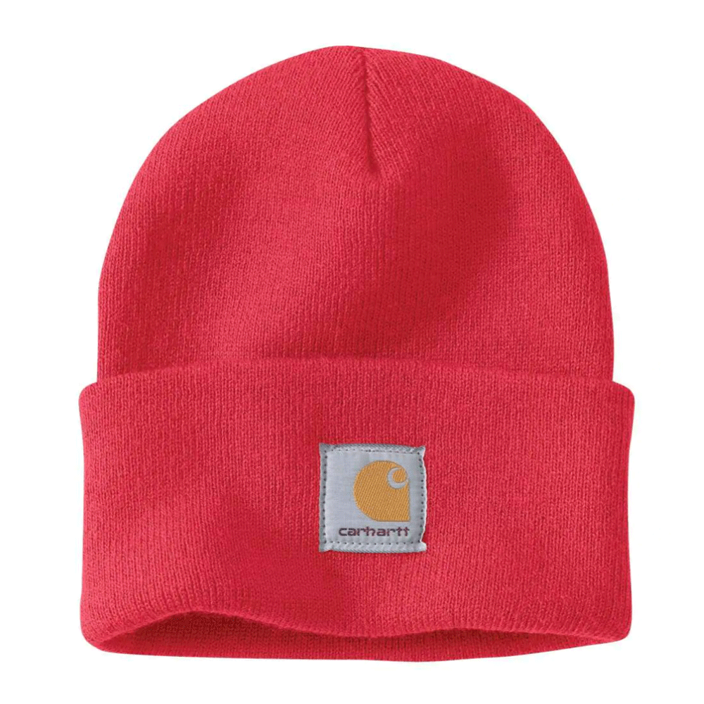 Carhartt A18 Watch knitted cuff beanie hat by Workwear Nation Ltd in black and white, featuring a cozy, ribbed knit design.