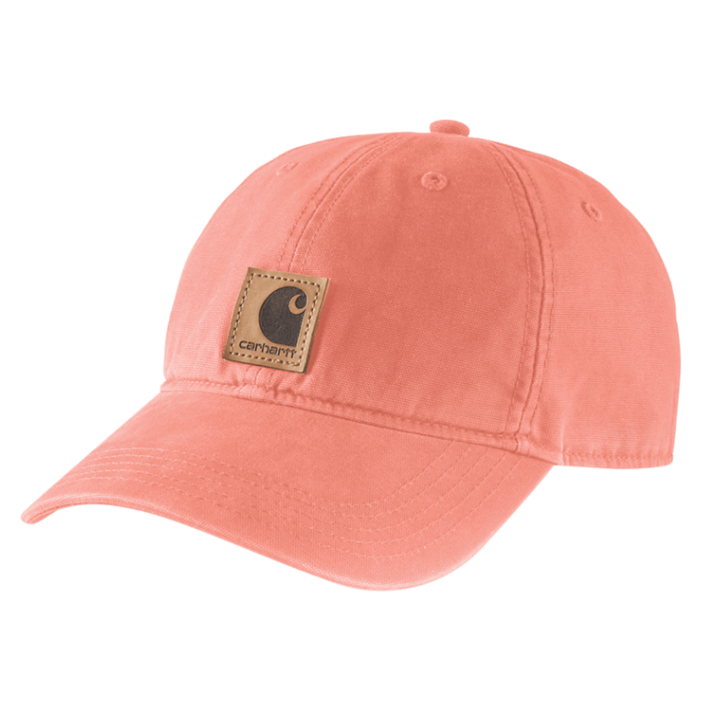 Carhartt Odessa Logo Cap in various colors, durable headwear with adjustable strap, branded workwear headgear for casual or workwear use.