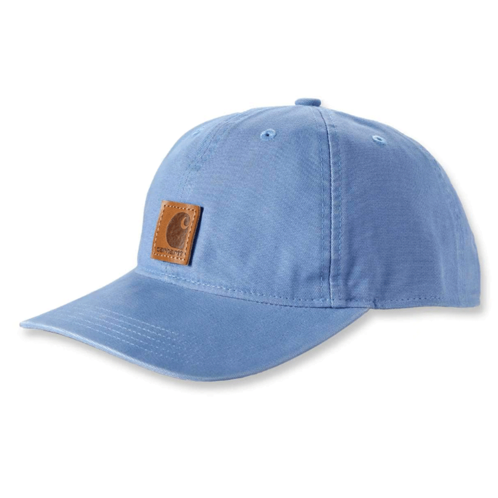 Carhartt Odessa Logo Cap in various colors, casual workwear headwear with adjustable strap and embroidered logo.