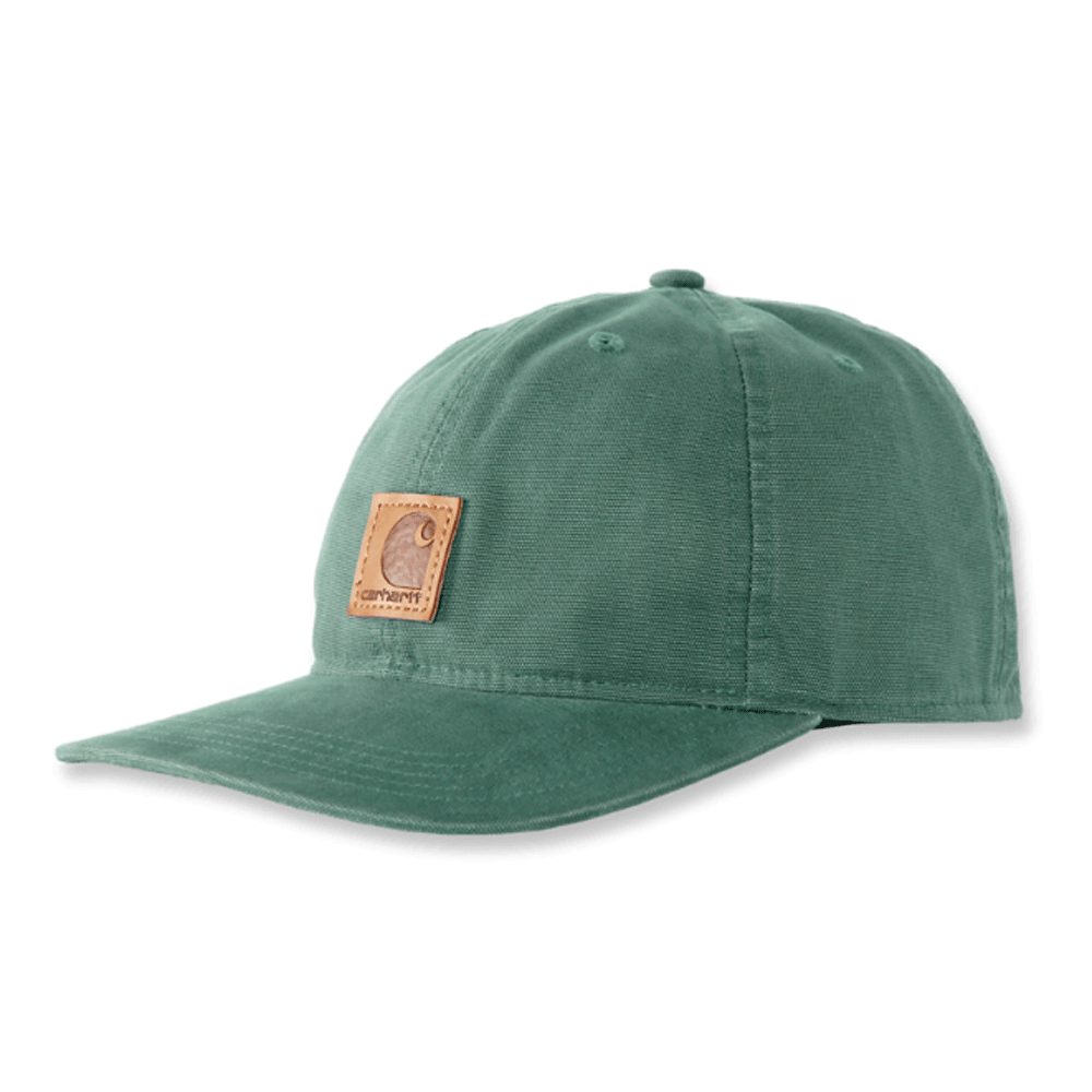 Carhartt Odessa Logo Cap in various colors, stylish workwear headwear with adjustable strap and embroidered logo.