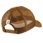 Carhartt brown canvas mesh-back cap with C patch, workwear style, one size, branded by Workwear Nation Ltd.