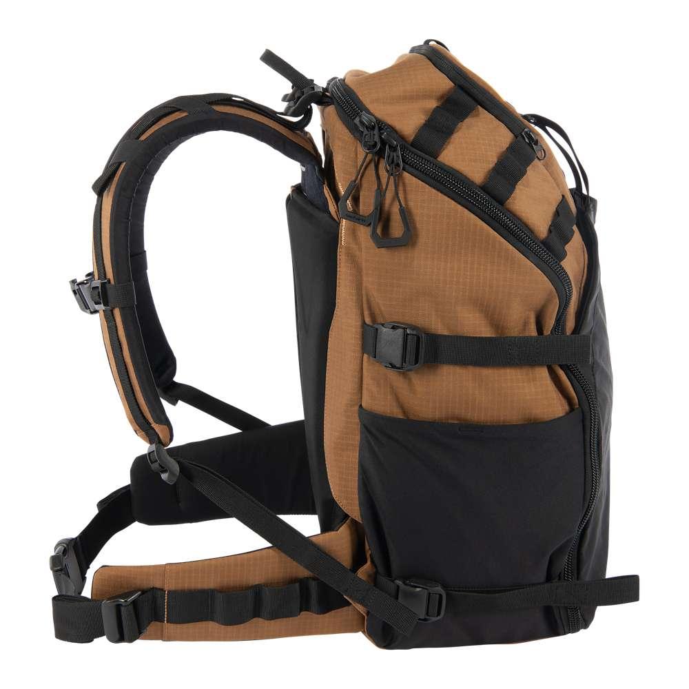 Black Carhartt 45L nylon frame hiking backpack, durable toolcarrier with multiple compartments for outdoor work and travel.