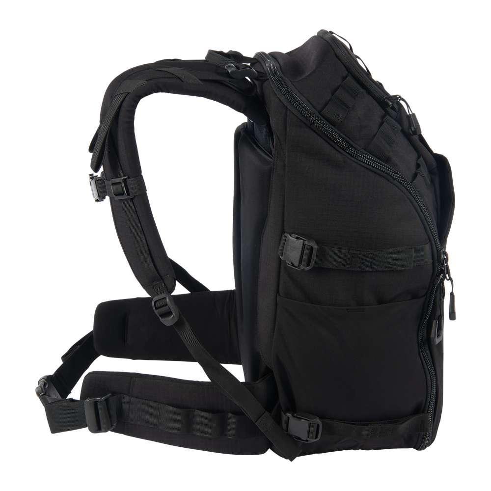 Black Carhartt 45L nylon frame hiking backpack with multiple compartments, durable straps, and workwear-inspired design.
