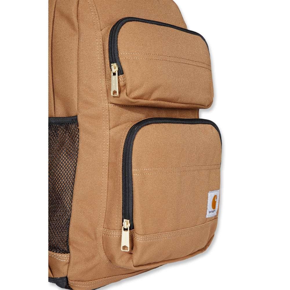 Black Carhartt 27L single-compartment backpack from Workwear Nation Ltd, durable tool carrier with sturdy straps and spacious interior.