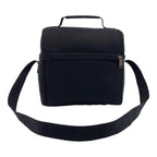 Black Carhartt 12-can two-compartment lunch cooler, Workwear Nation Ltd tool carrier with sturdy handle and insulated interior.