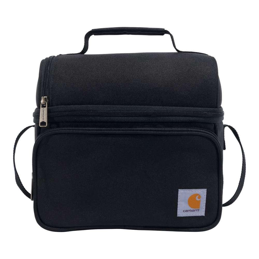 Black Carhartt 12-can two-compartment lunch cooler with sturdy toolcarriers from Workwear Nation Ltd, designed for durability and convenience.