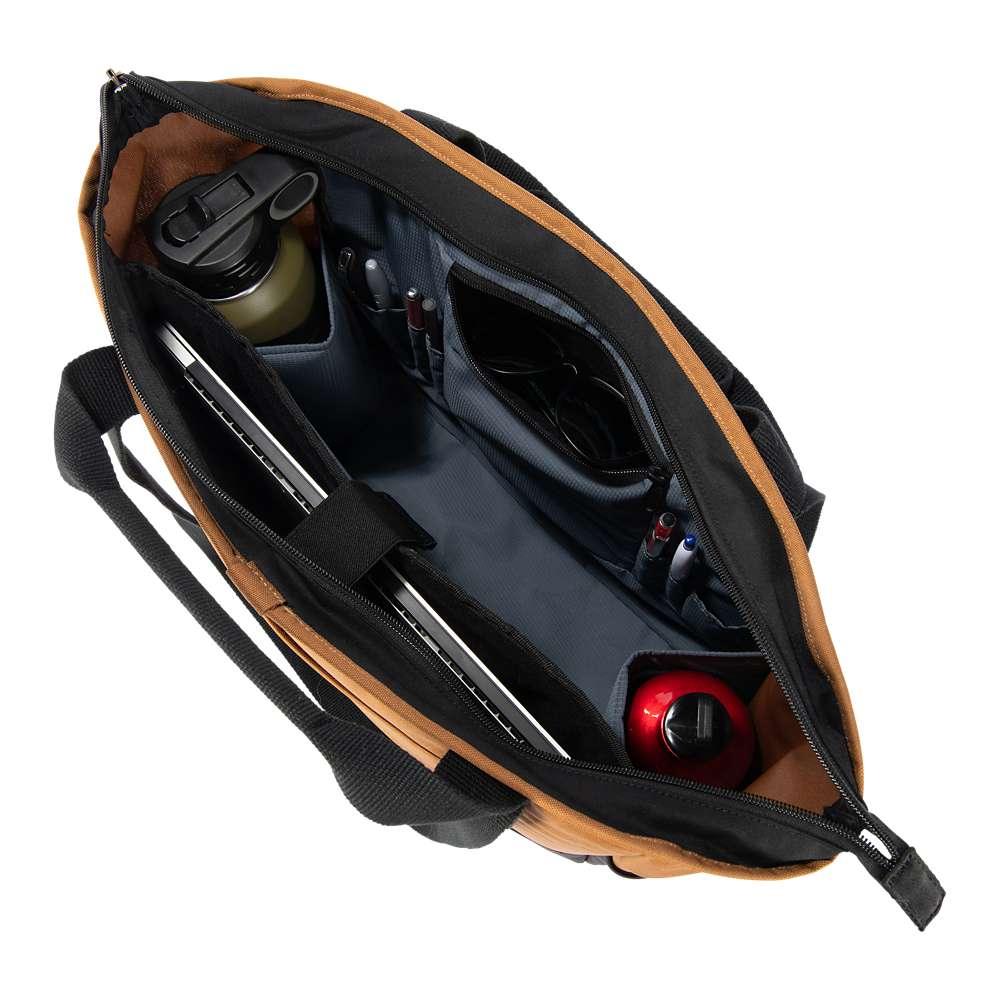 Black Carhartt Classic Laptop Tote from Workwear Nation Ltd, durable tool carrier with multiple compartments and sturdy handles.