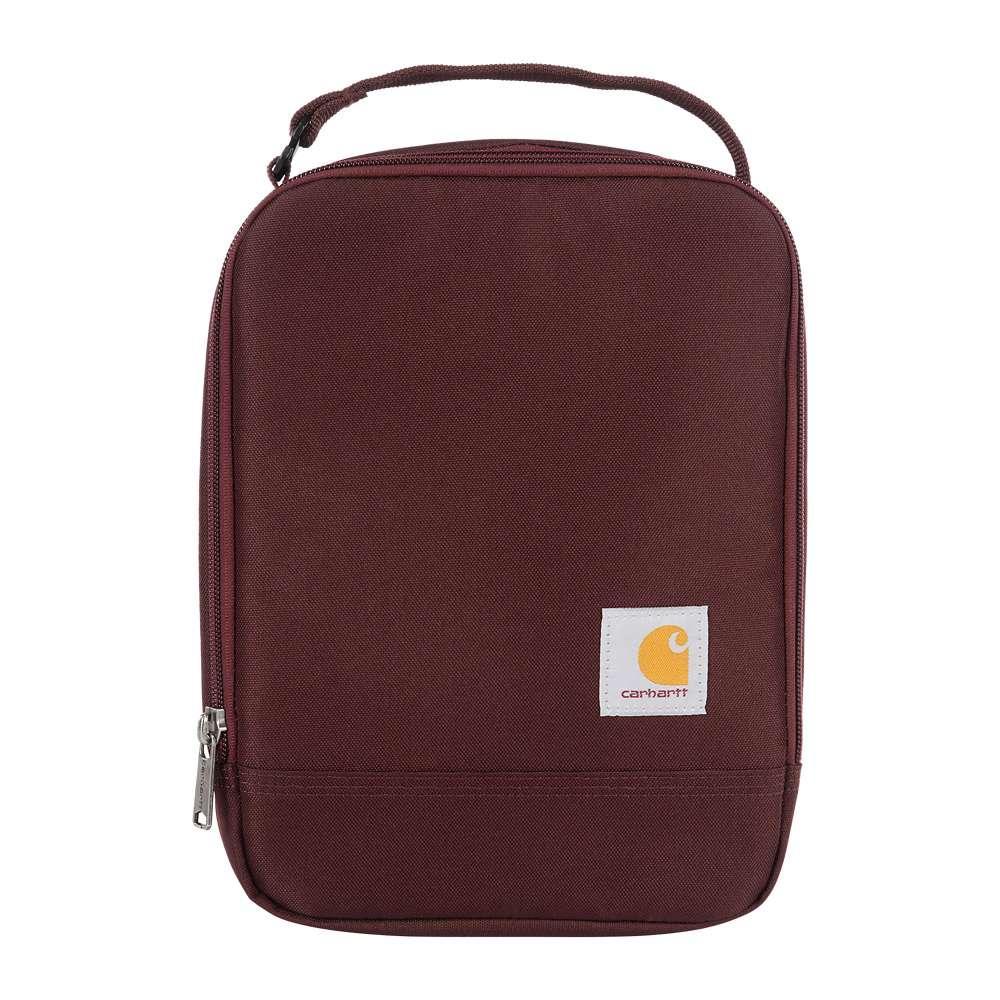 Black Carhartt insulated lunch cooler from Workwear Nation Ltd, durable toolcarrier with padded interior for food storage.