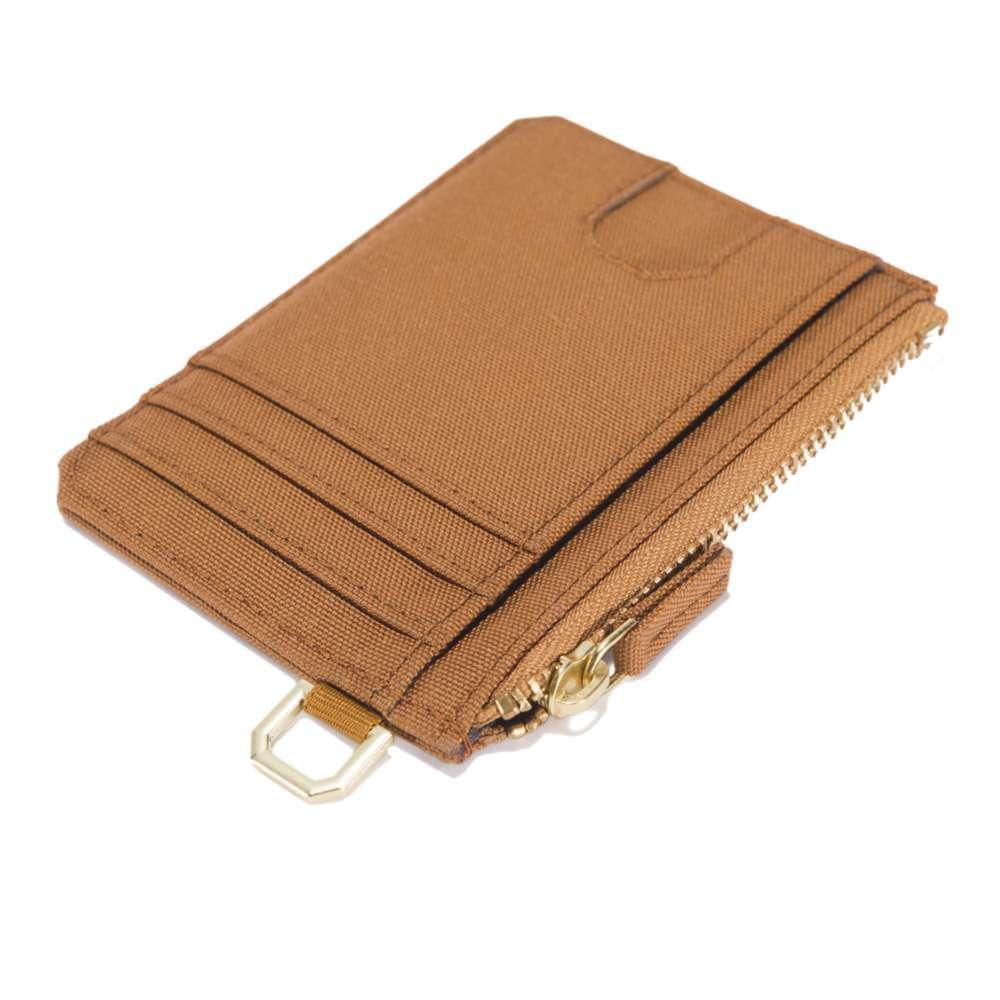 Black Carhartt nylon duck zippered card keeper wallet with multiple card slots, compact and durable for everyday use.
