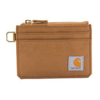 Black Carhartt Nylon Duck Zippered Card Keeper Wallet with multiple compartments for cards and cash, designed for durability.