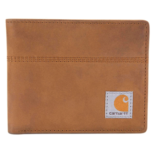 Carhartt saddle leather bifold wallet with multiple card slots and cash pocket, made by Workwear Nation Ltd.